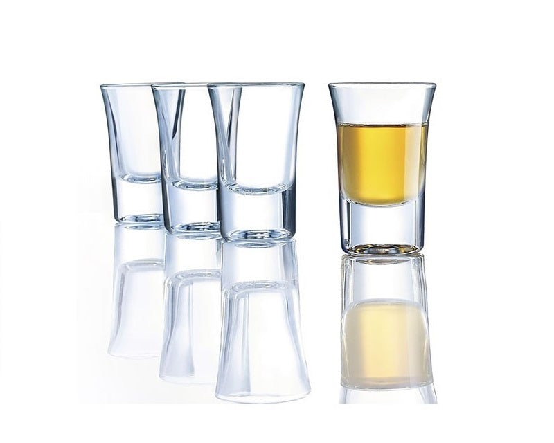 Set of four heavy-bottom olive oil tasting glasses for EVOO shots