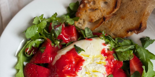 Strawberry Burrata Salad with Strawberry Reduction