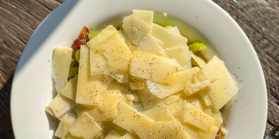 Celery and Date Salad with pecans, pecorino and high-phenolic olive oil