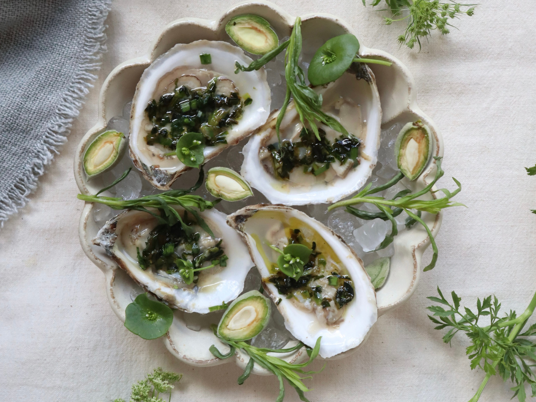 Oysters with Lemon Herb Mignonette