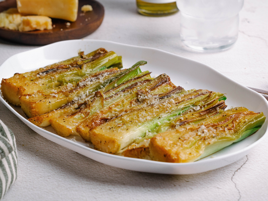 Braised Leeks with Parmesan and Olive Oil