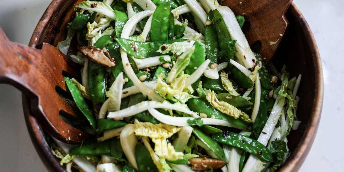 Asian-Inspired Napa Cabbage, Snow Pea & Shiitake Salad