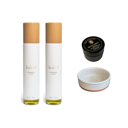The Foodie gourmet gift set with kyoord high phenolic EVOO and dipping dish