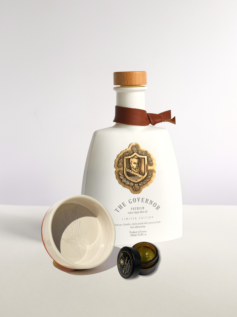 The Gourmand gourmet gift set with Governor high phenolic olive oil and dipping dish