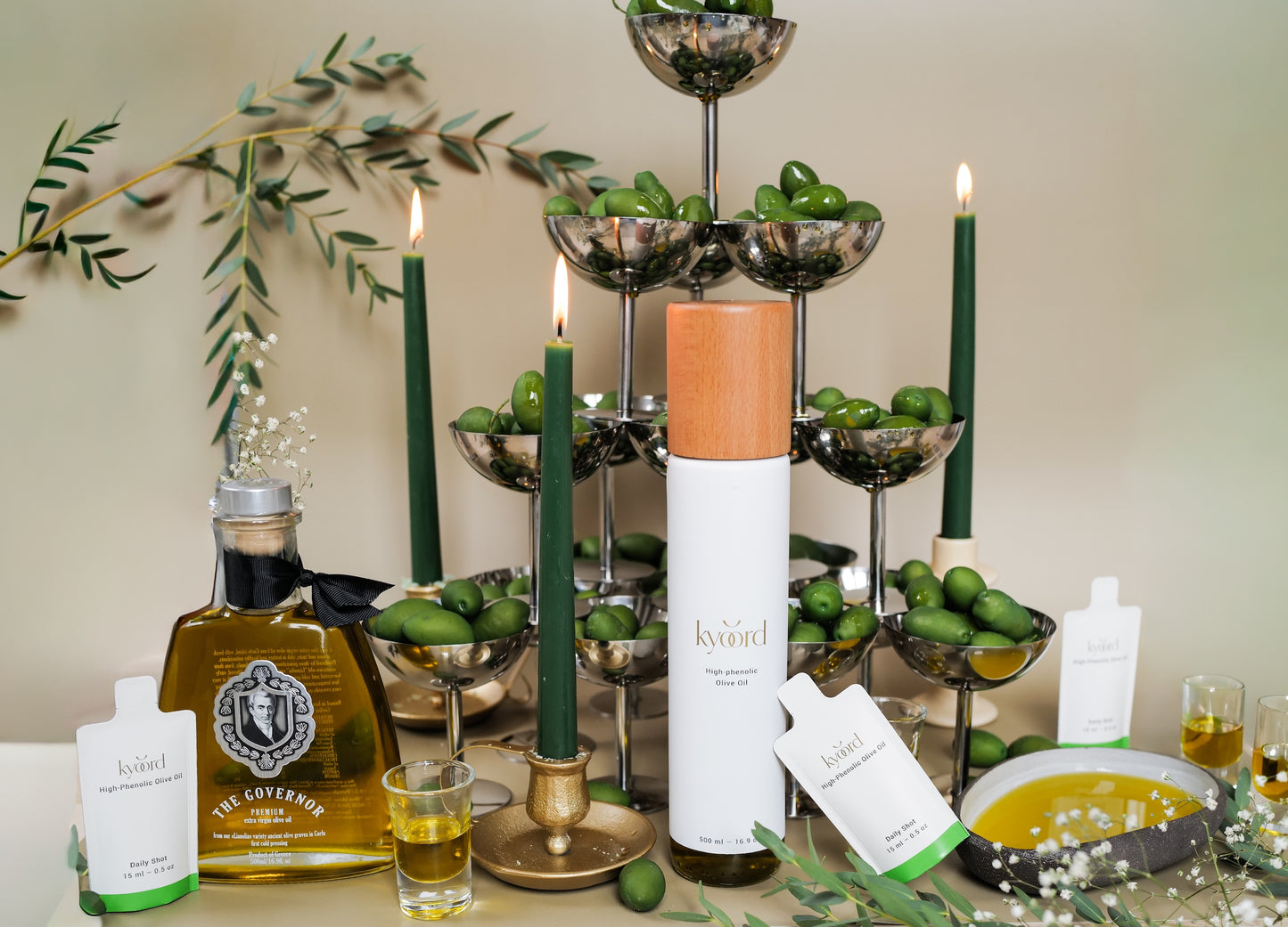 kyoord high phenolic EVOO bundle with dipping dish and beeswax balm