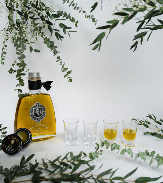 kyoord wellness gift set with high phenolic olive oil, tasting glasses, and balm