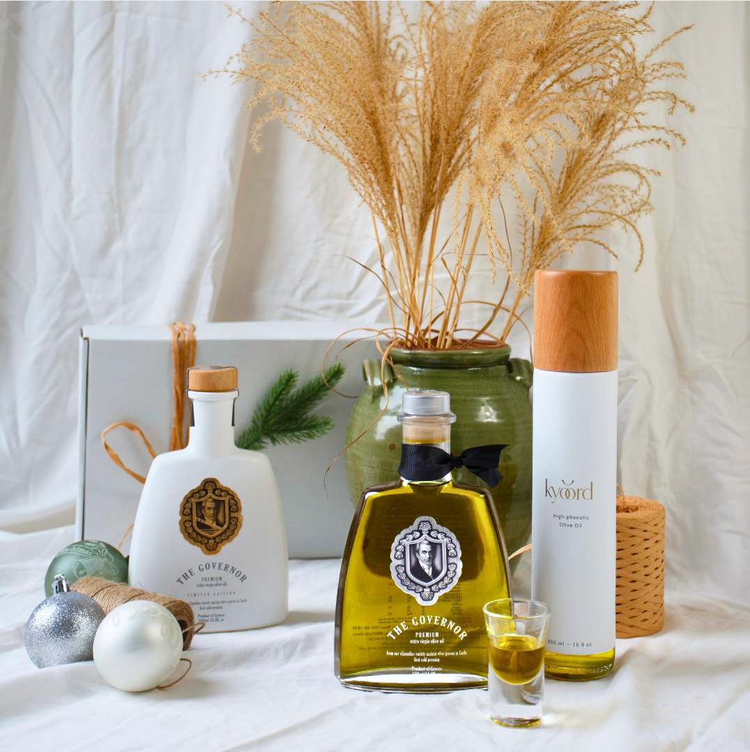 Premium extra virgin olive oil gift set from Corfu, Greece