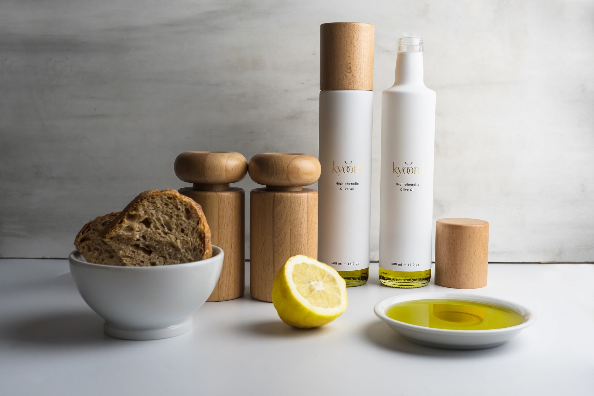 Early harvest extra virgin olive oil rich in oleocanthal, drizzled on food